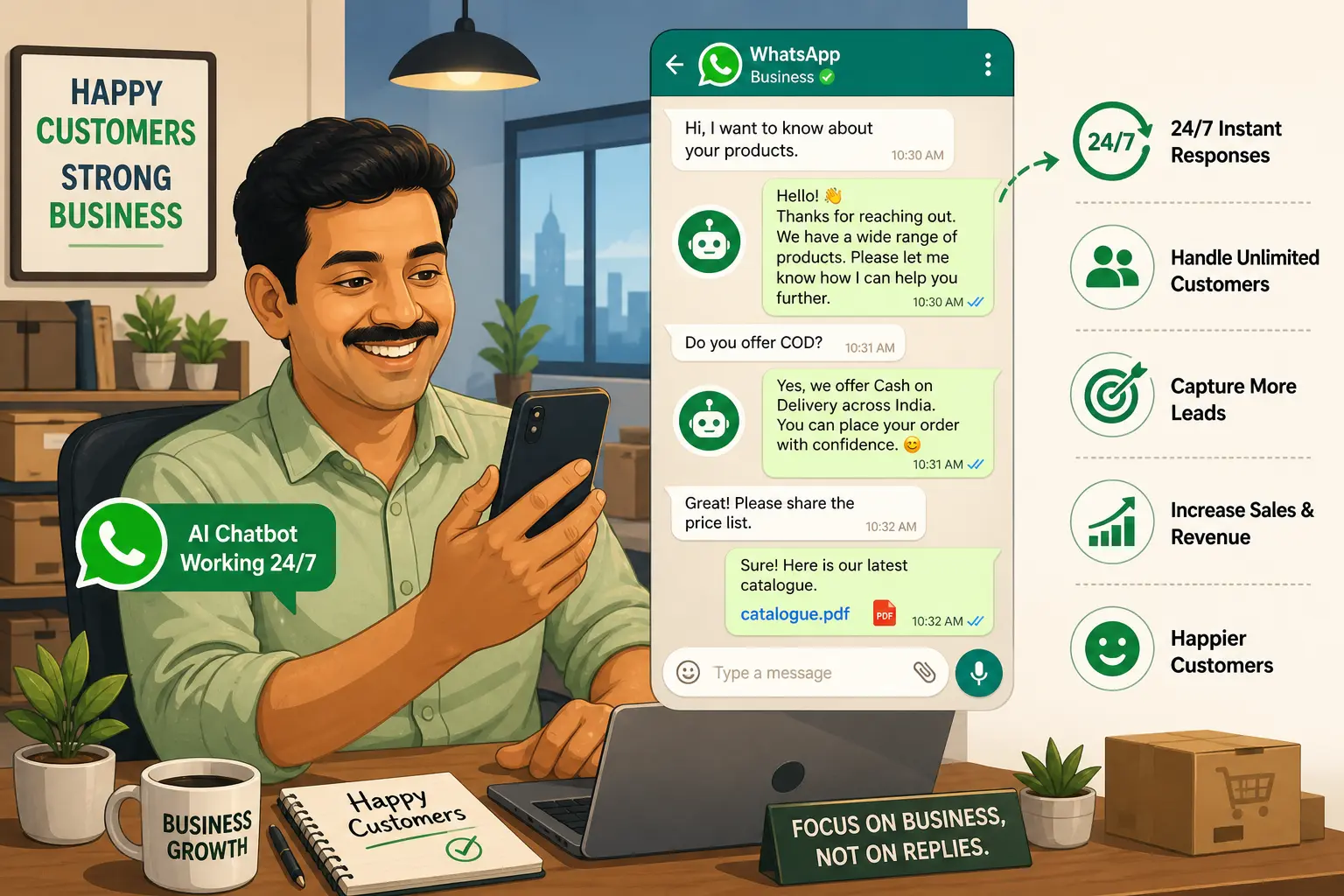 Struggling to Manage Customer Queries 24/7? Here's How WhatsApp AI Chatbots Can Help